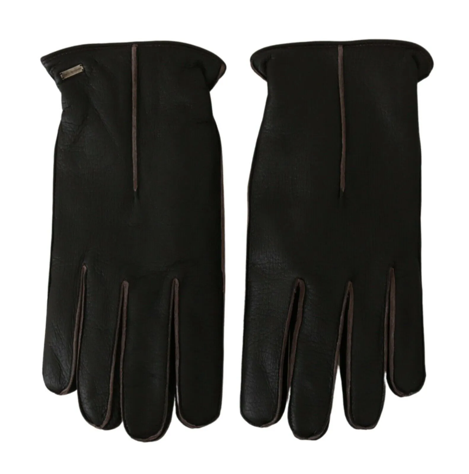 Dolce & Gabbana Men's Elegant Deerskin Leather Gloves in Dark Brown
