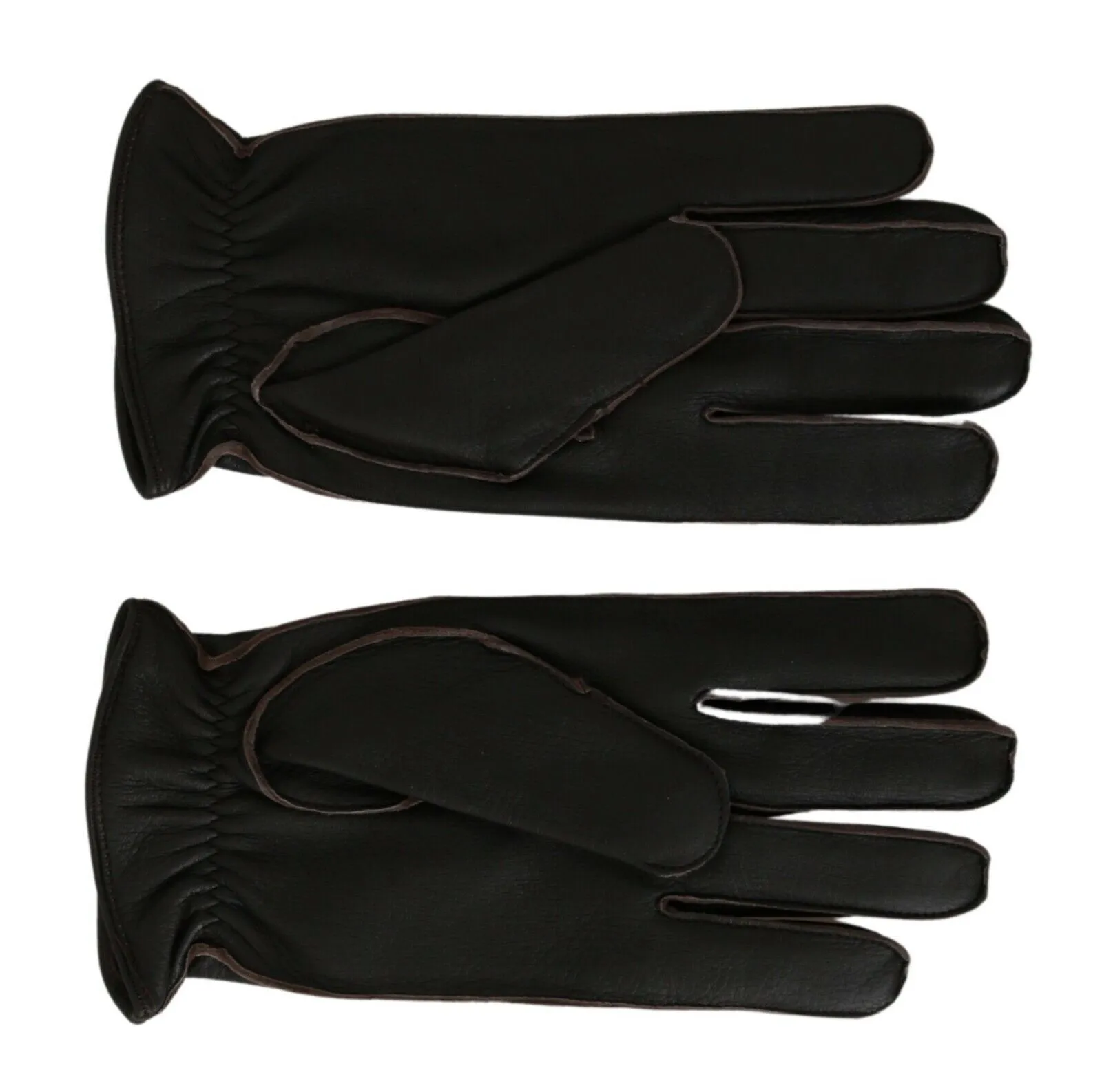 Dolce & Gabbana Men's Elegant Deerskin Leather Gloves in Dark Brown