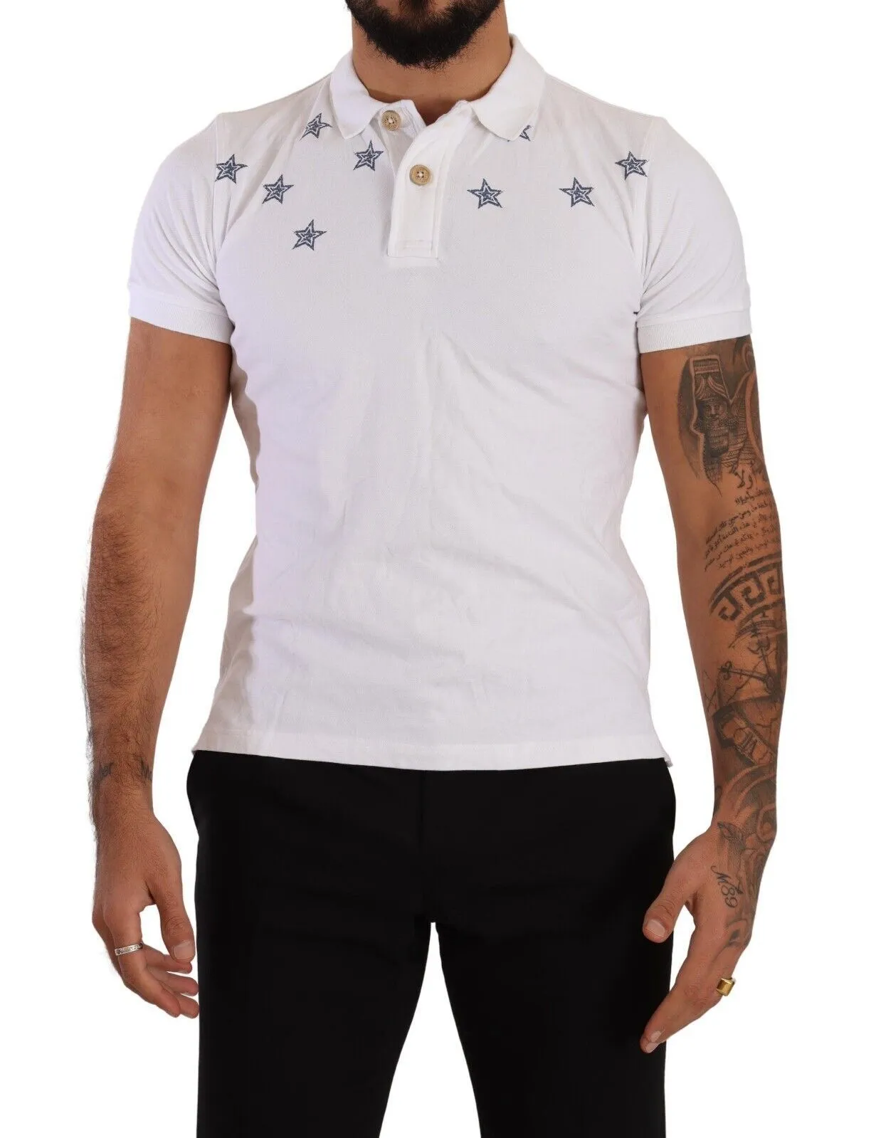 FRADI Men's Sleek White Collared Polo T-Shirt