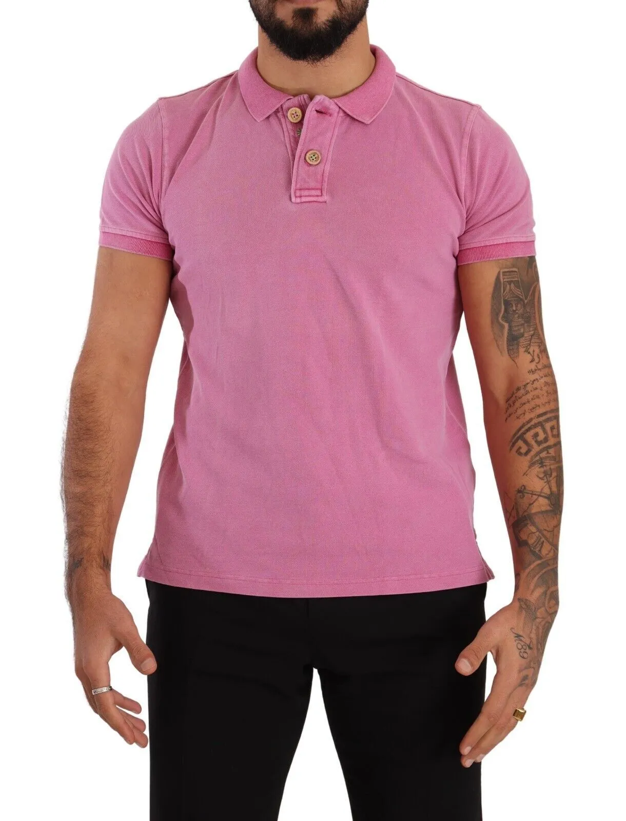 FRADI Men's Chic Pink Collared Polo T-Shirt