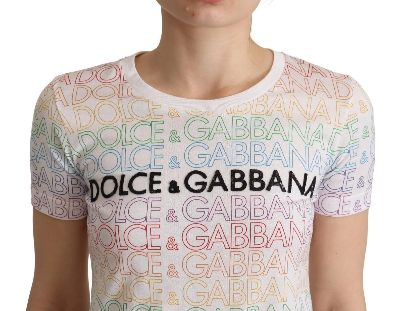 Dolce & Gabbana Women's Chic White Logo Tee with Italian Flair