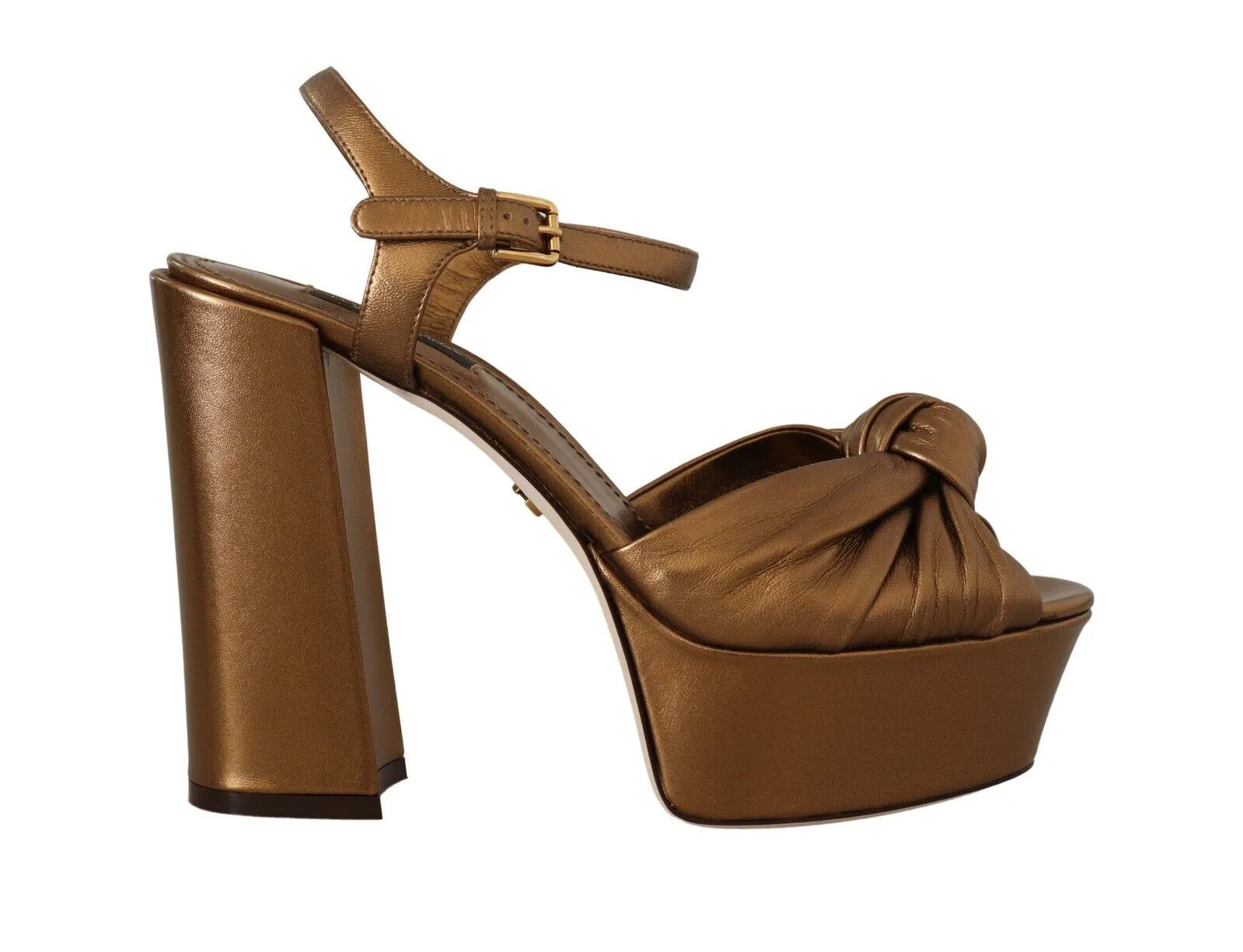 Dolce & Gabbana Women's Elegant Bronze Ankle Strap Heel Sandals