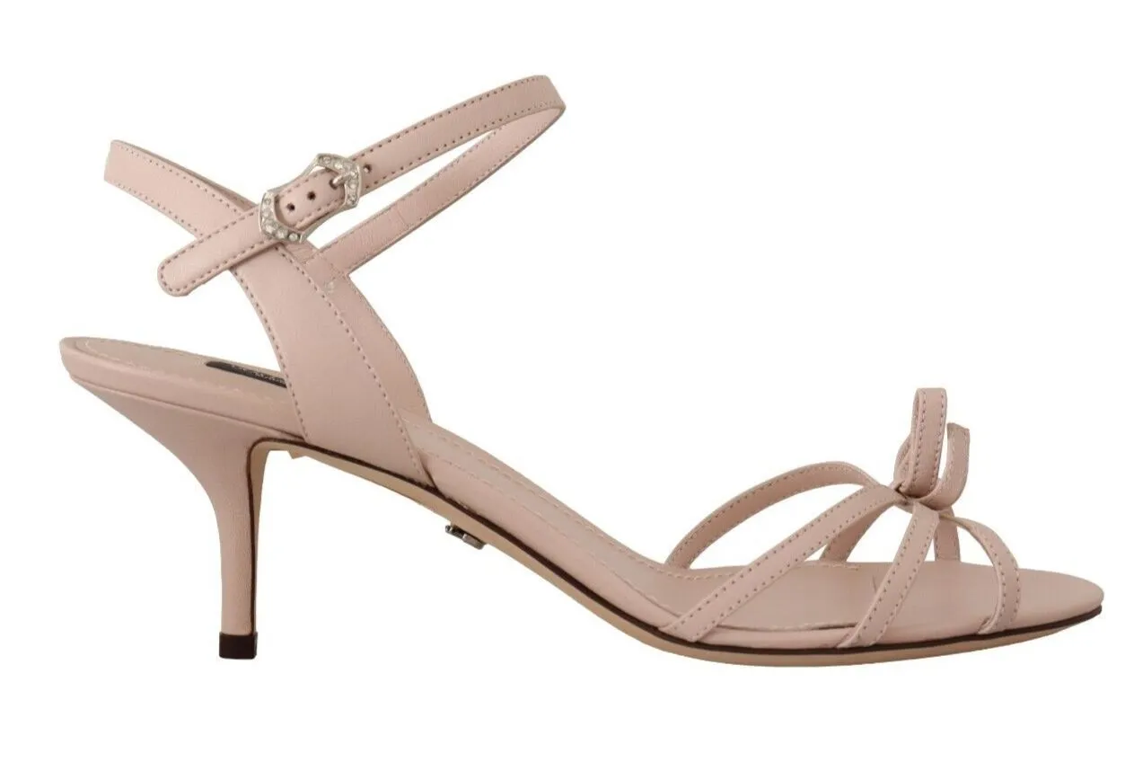 Dolce & Gabbana Women's Pink Leather Ankle Strap Sandals Devotion Shoes