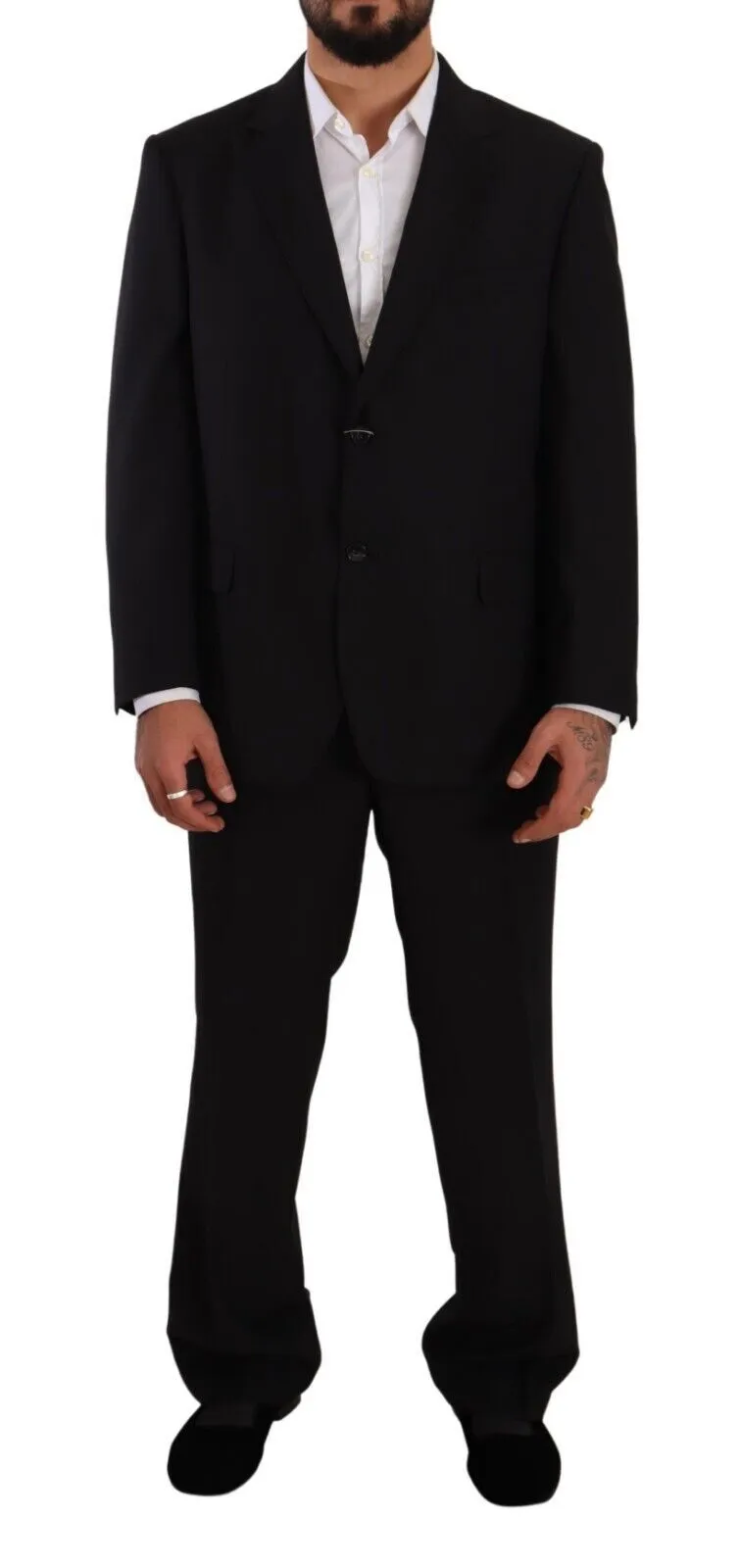 Domenico Tagliente Men's Elegant Black Two-Piece Suit with Deconstructed Blazer