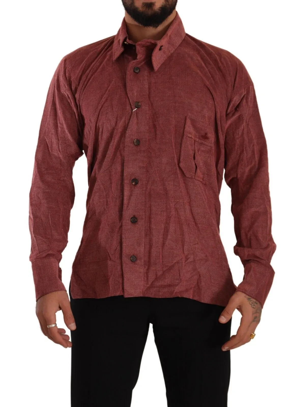 Vivienne Westwood Men's Elegant Red Cotton Button-Down Shirt