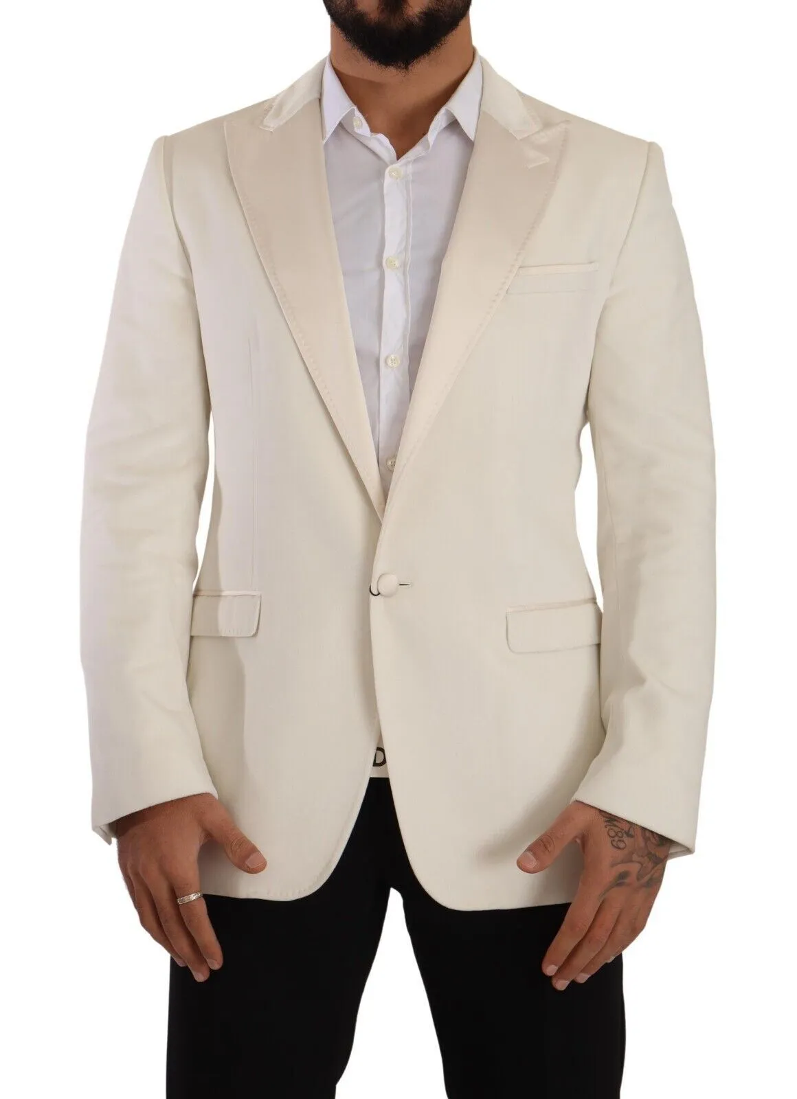 Dolce & Gabbana Men's Elegant Off White Slim Fit Blazer
