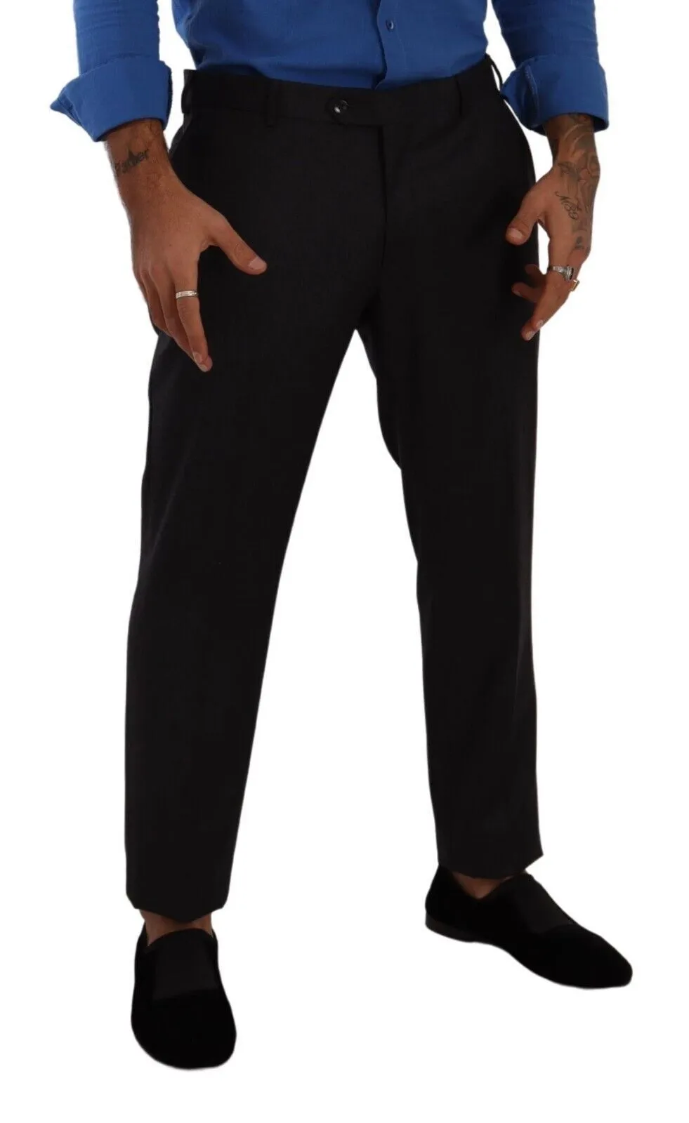 Dolce & Gabbana Men's Elegant Black Cotton Dress Pants
