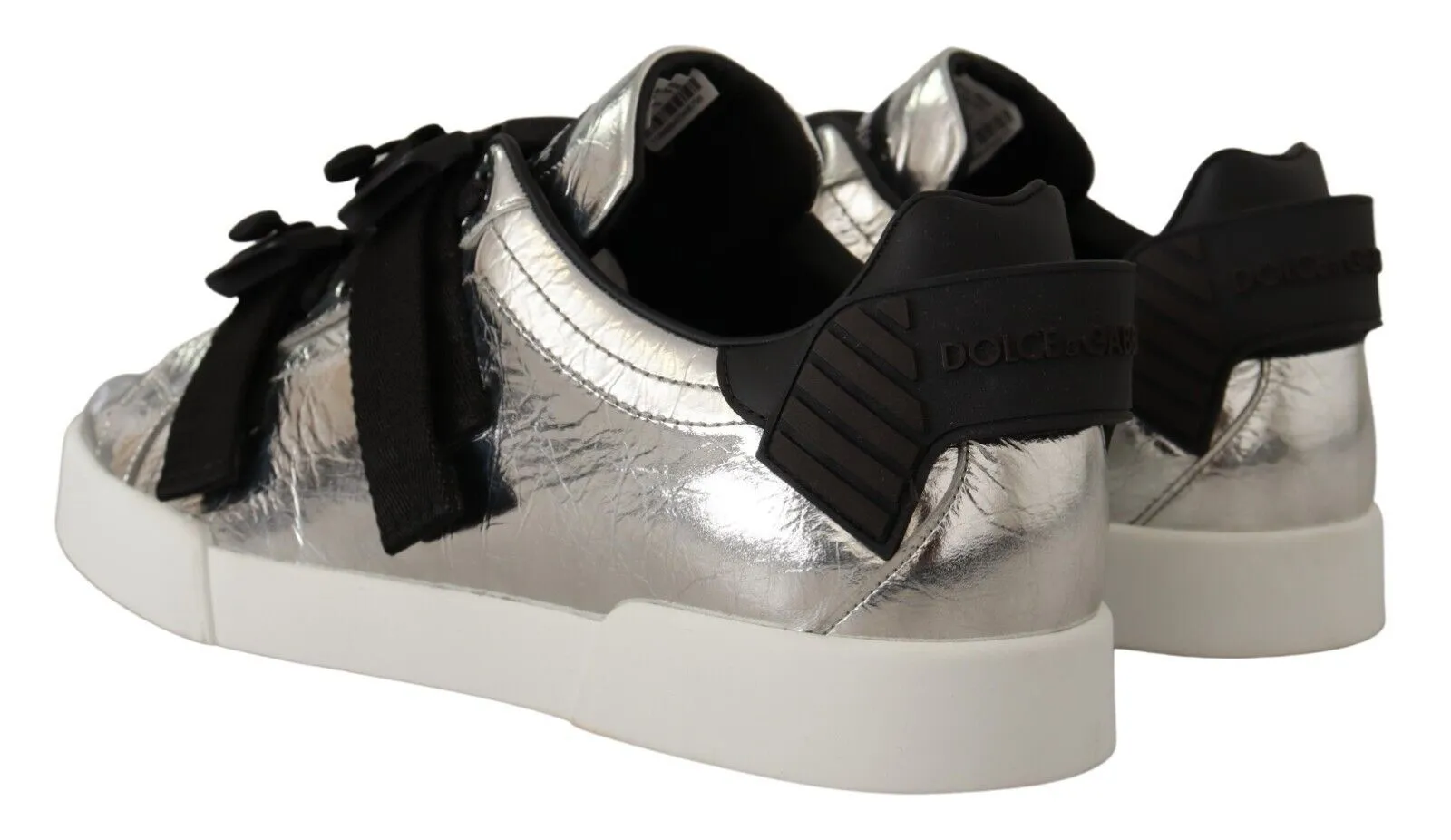 Dolce & Gabbana Men's Elegant Black Silver Low Top Sneakers