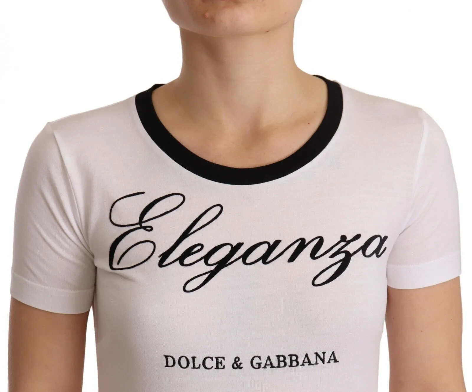 Dolce & Gabbana Women's Chic White Round Neck Cotton Tee