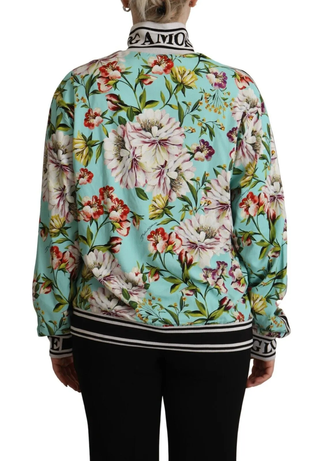Dolce & Gabbana Women's Floral Zip Bomber Sweater Extravaganza