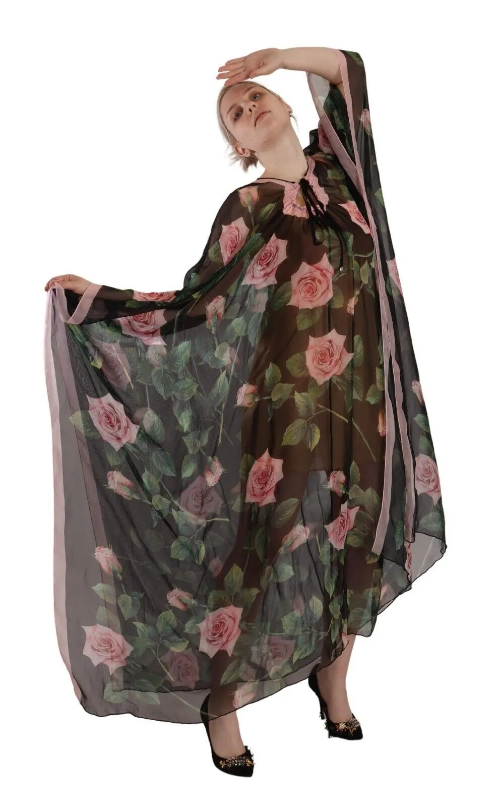 Dolce & Gabbana Women's Elegant Floral Kaftan Silk Dress