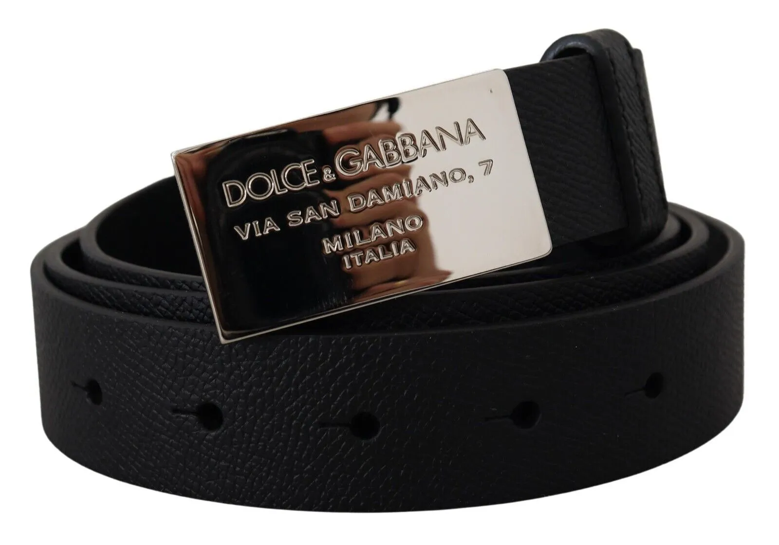 Dolce & Gabbana Men's Elegant Black Leather Belt with Metal Buckle