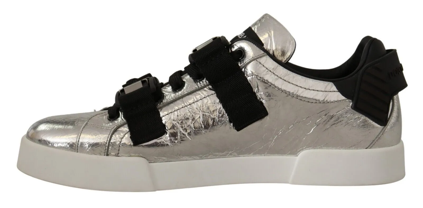 Dolce & Gabbana Men's Elegant Black Silver Low Top Sneakers