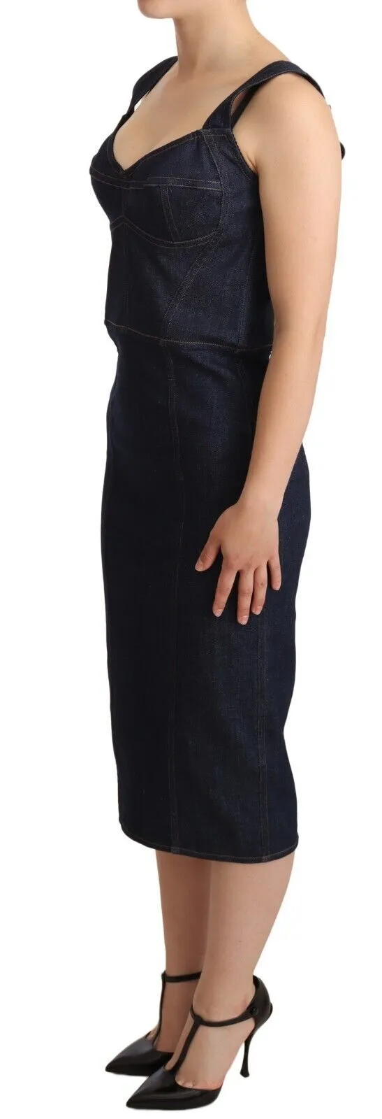 Dolce & Gabbana Women's Elegant Dark Blue Denim Midi Sheath Dress