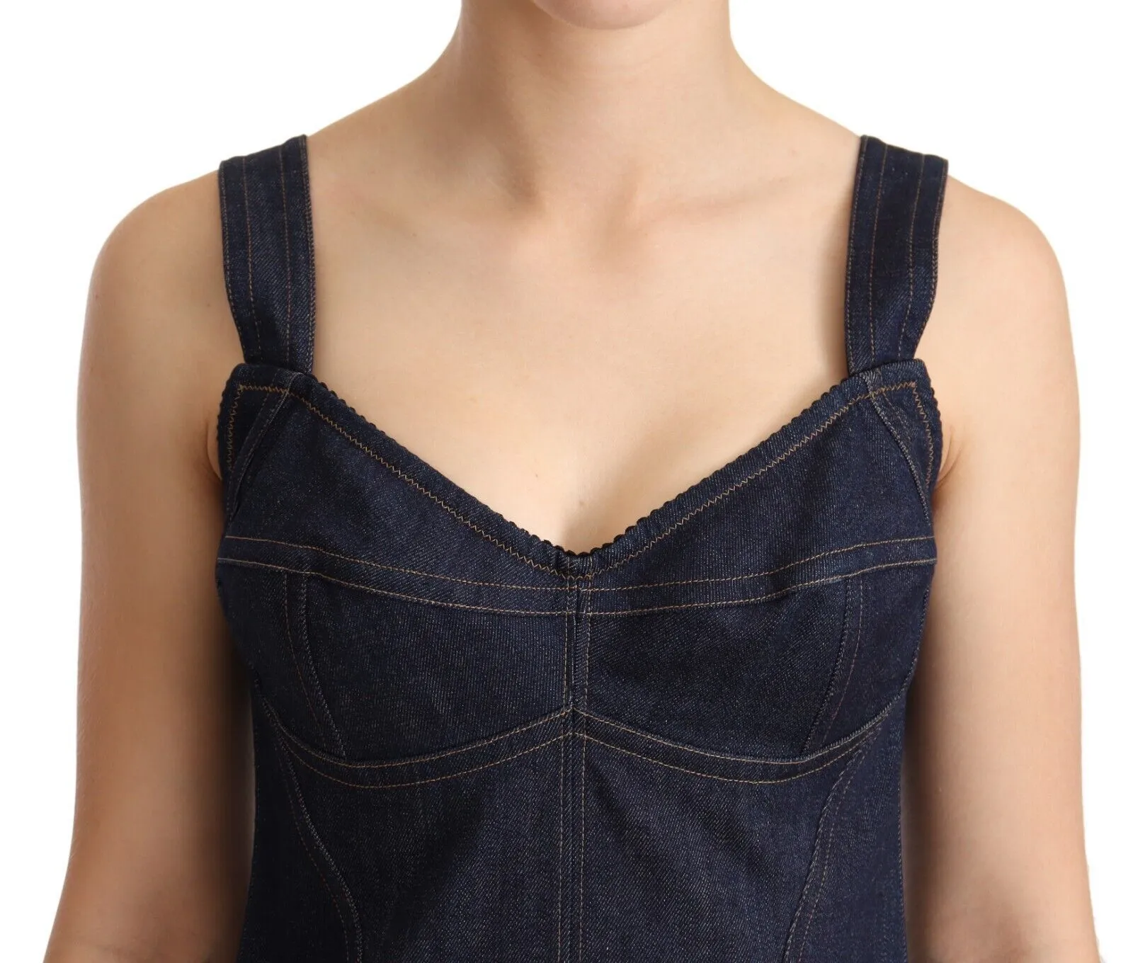 Dolce & Gabbana Women's Elegant Dark Blue Denim Midi Sheath Dress