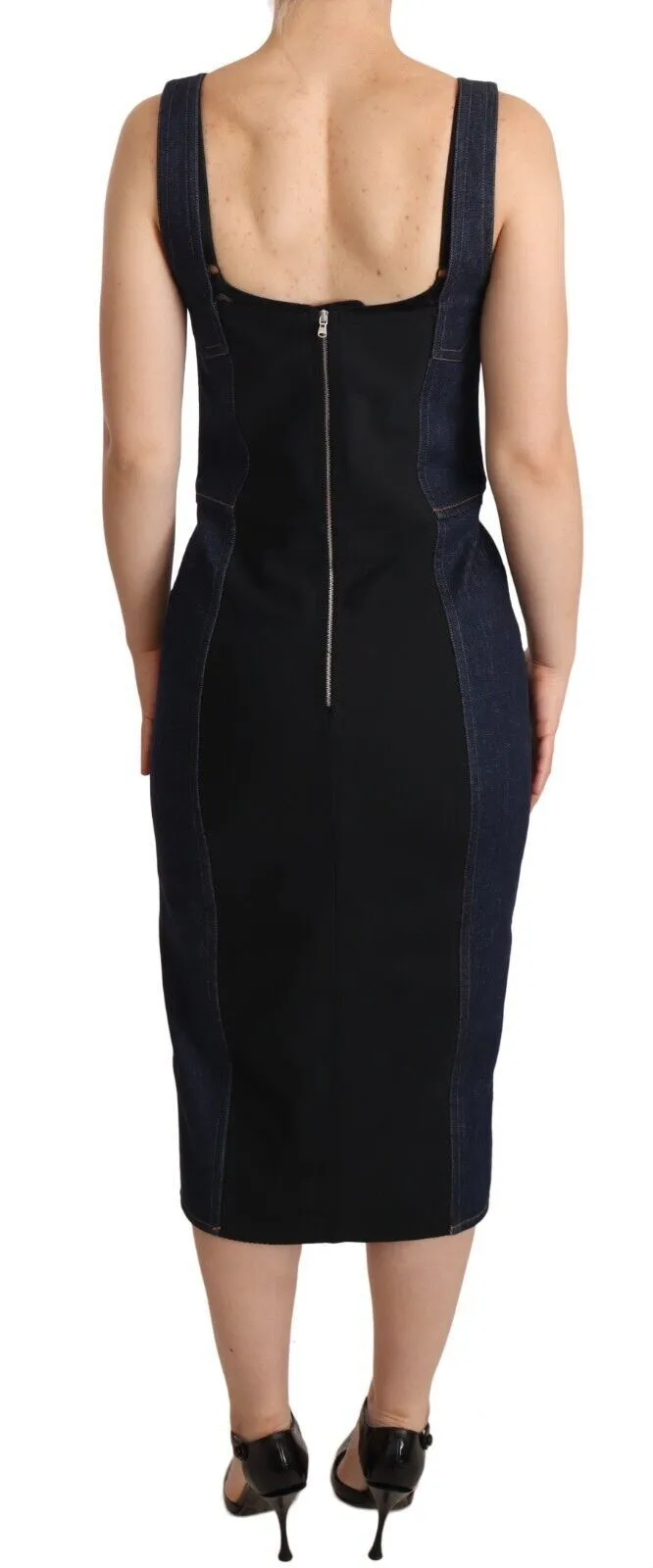 Dolce & Gabbana Women's Elegant Dark Blue Denim Midi Sheath Dress