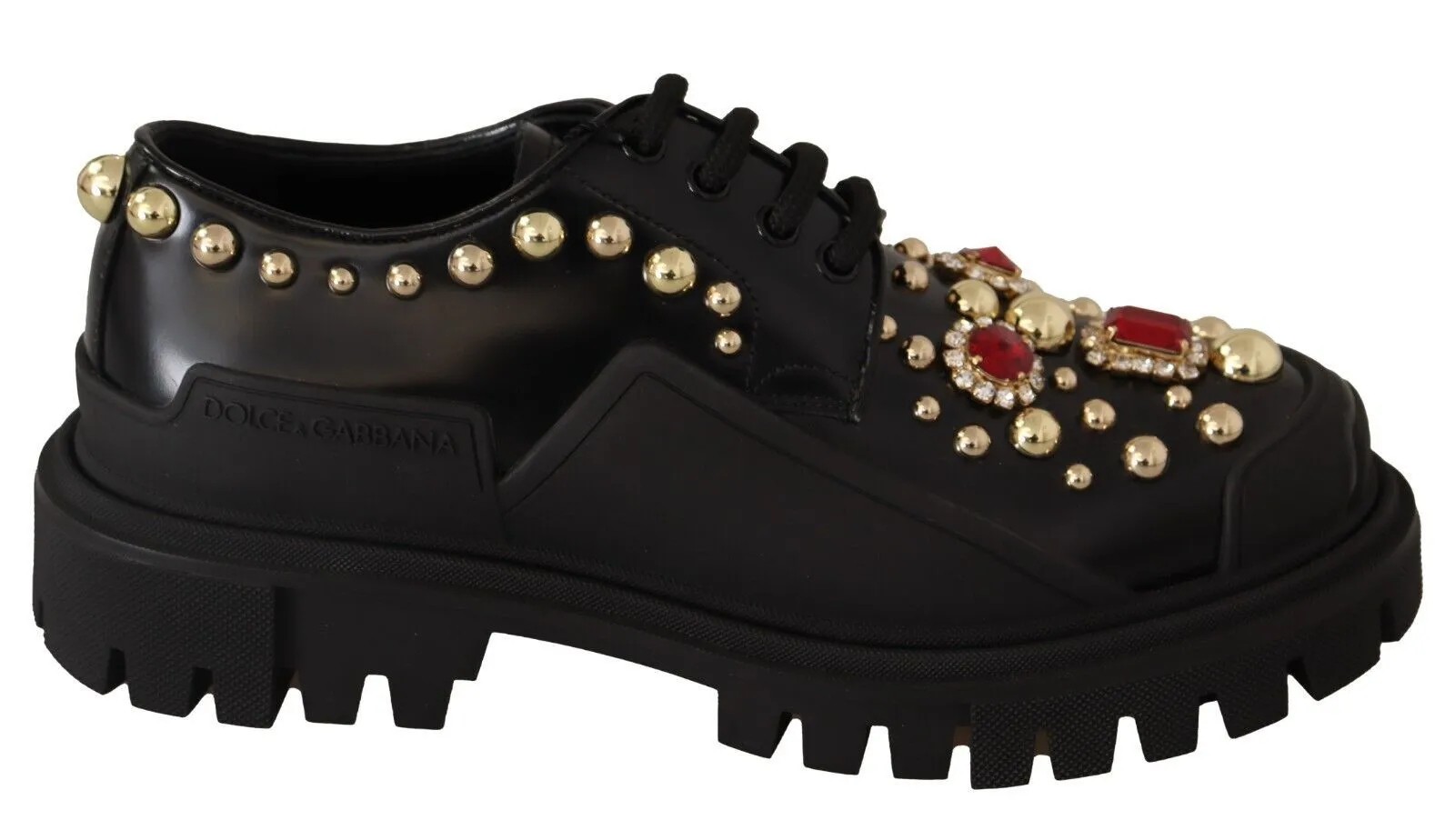 Dolce & Gabbana Women's Elegant Crystal-Embellished Derby Shoes