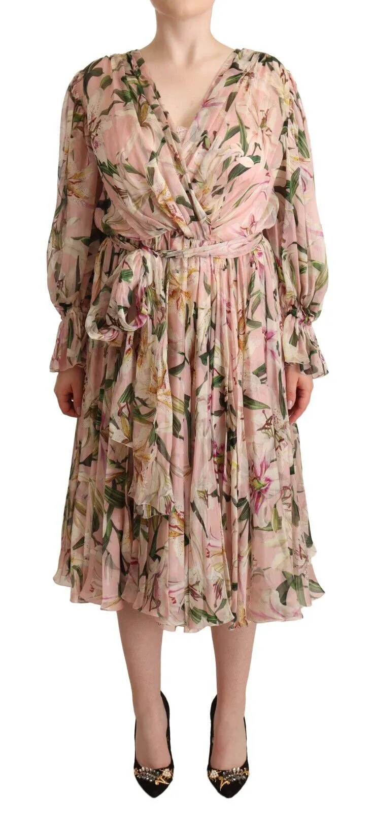 Dolce & Gabbana Women's Elegant Floral Silk Midi Dress