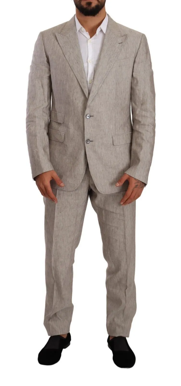 Dolce & Gabbana Men's Gray NAPOLI Flax Single Breasted 2 Piece Suit