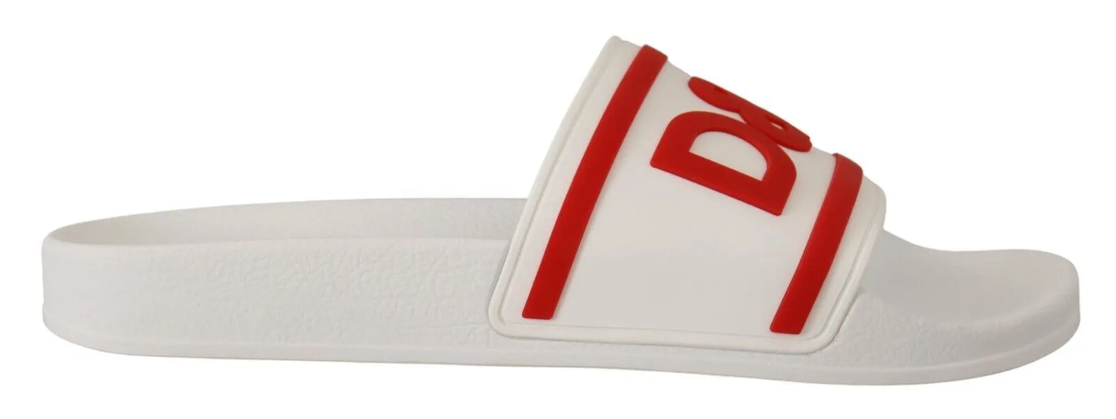 Dolce & Gabbana Men's White Red Rubber Beachwear Logo Sandals Shoes