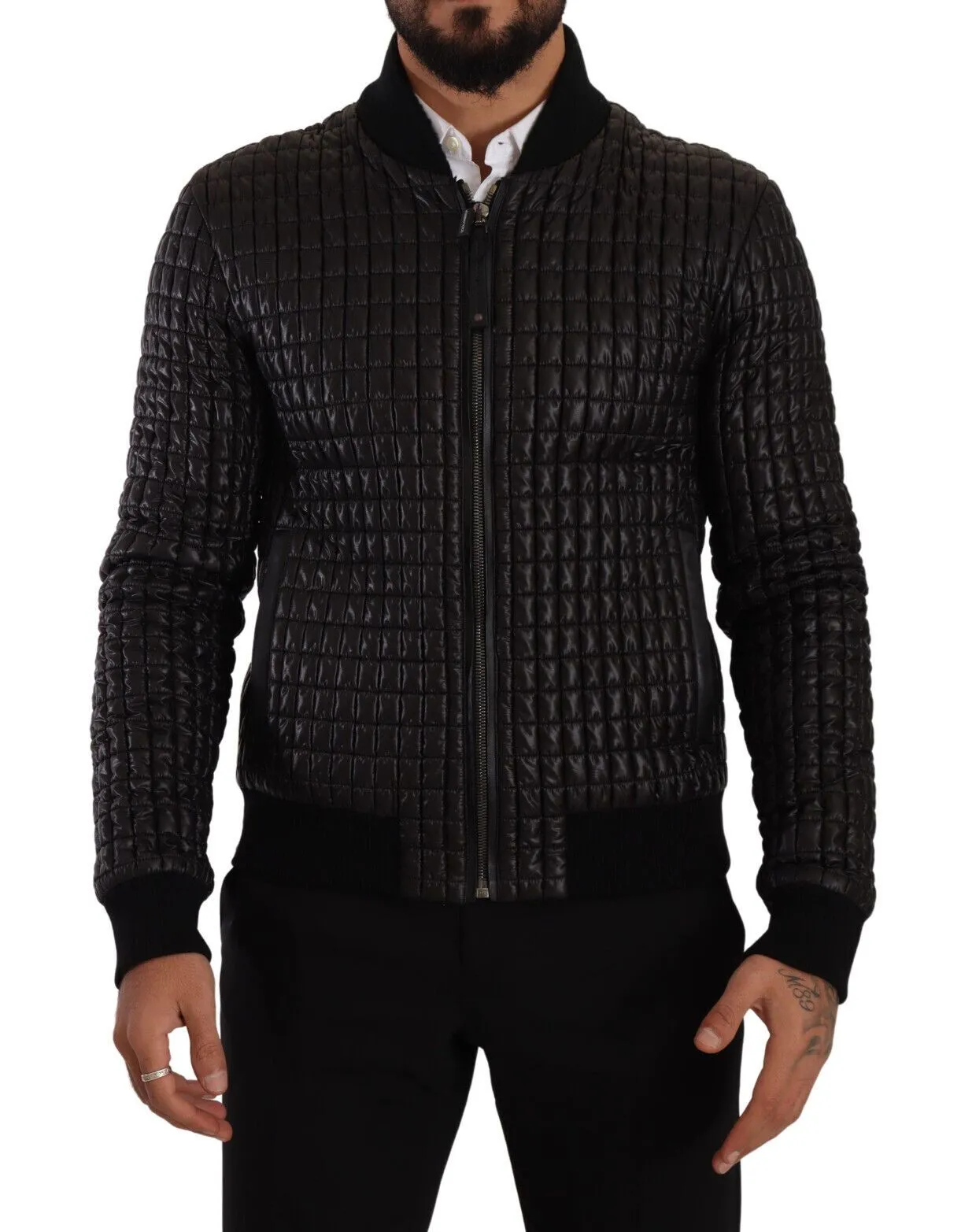Dolce & Gabbana Men's Elegant Black Bomber Jacket