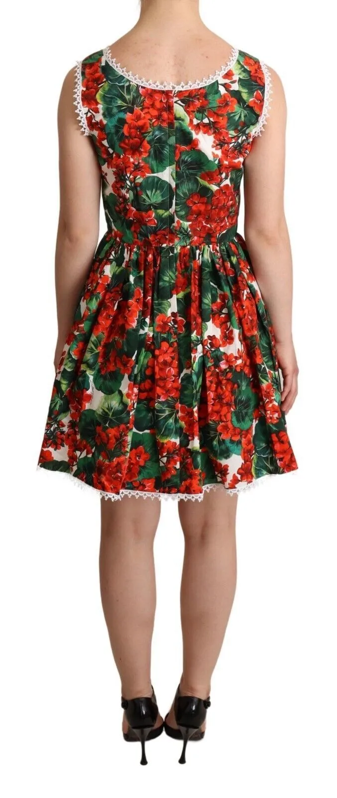 Dolce & Gabbana Women's Red Floral Mini Dress with Zipper Closure