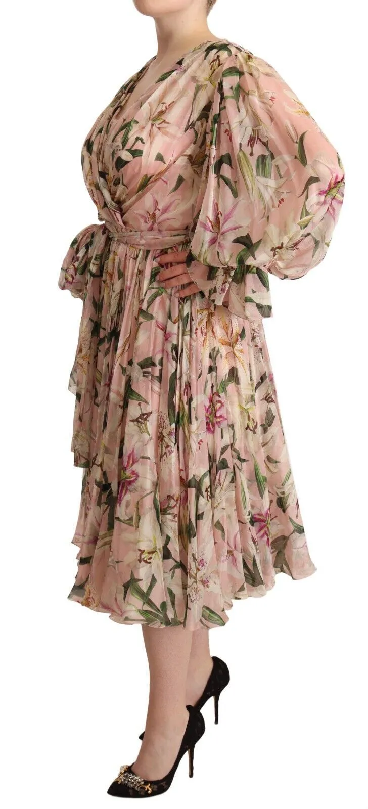 Dolce & Gabbana Women's Elegant Floral Silk Midi Dress
