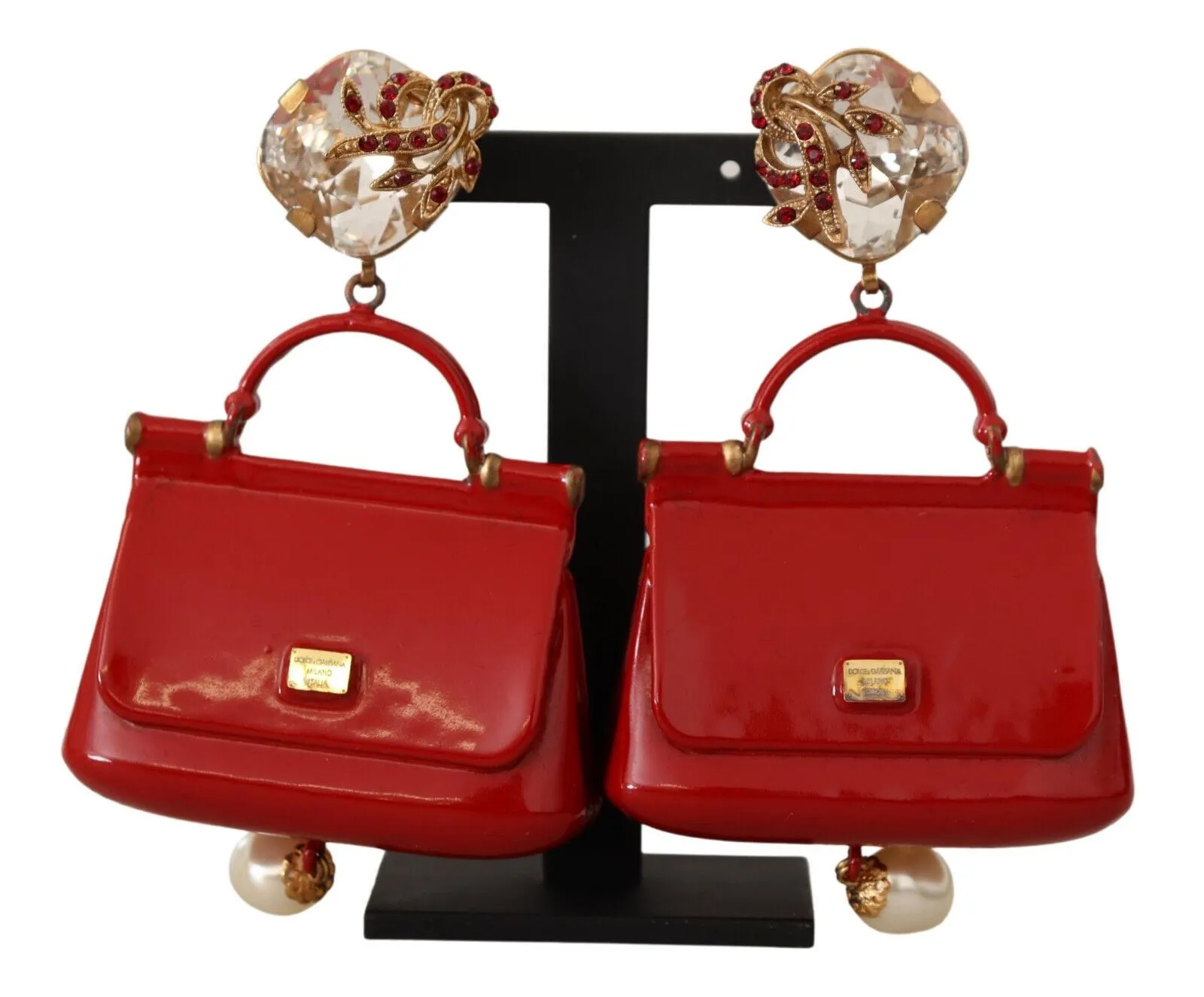 Dolce & Gabbana Women's Enchanting Gold & Red Sicily Bag Earrings