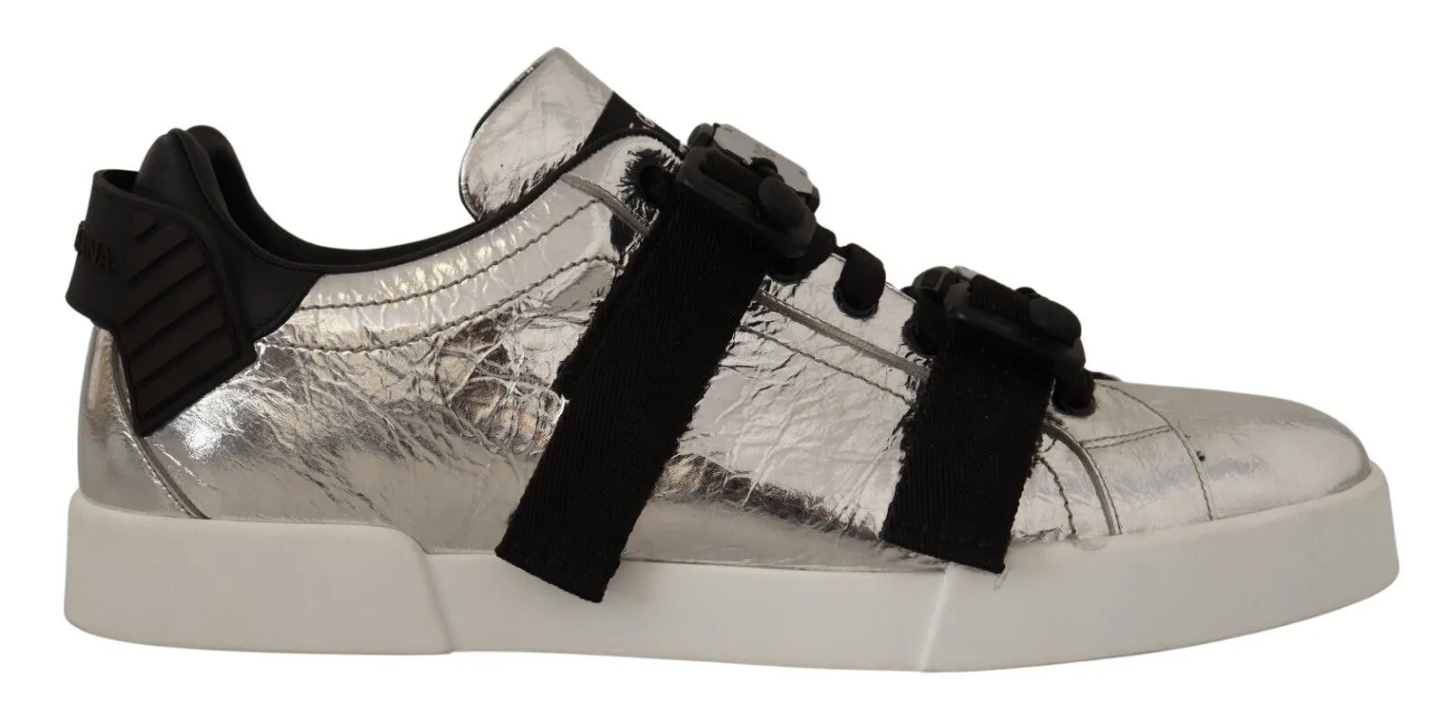 Dolce & Gabbana Men's Elegant Black Silver Low Top Sneakers