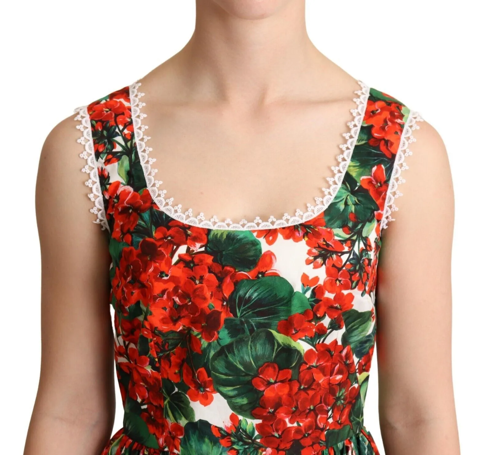 Dolce & Gabbana Women's Red Floral Mini Dress with Zipper Closure
