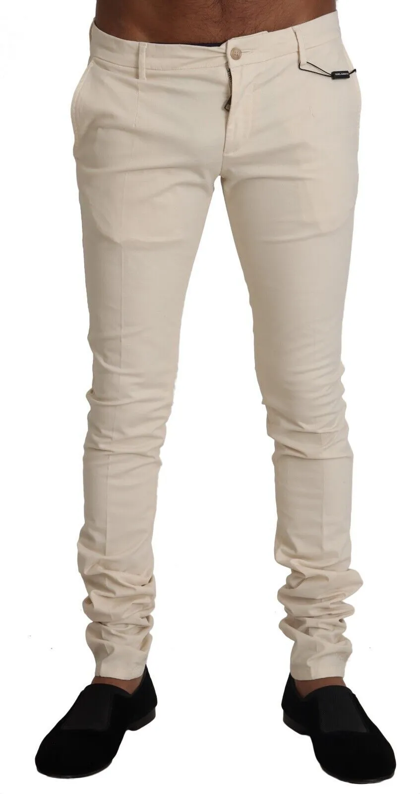 Dolce & Gabbana Men's Elegant Off White Slim Fit Skinny Pants