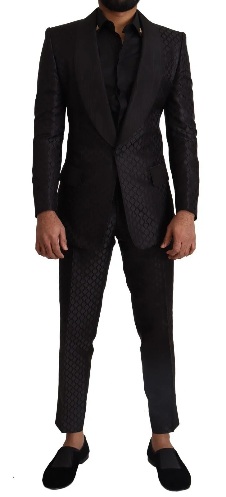 Dolce & Gabbana Men's Elegant Black Silk Two-Piece Suit