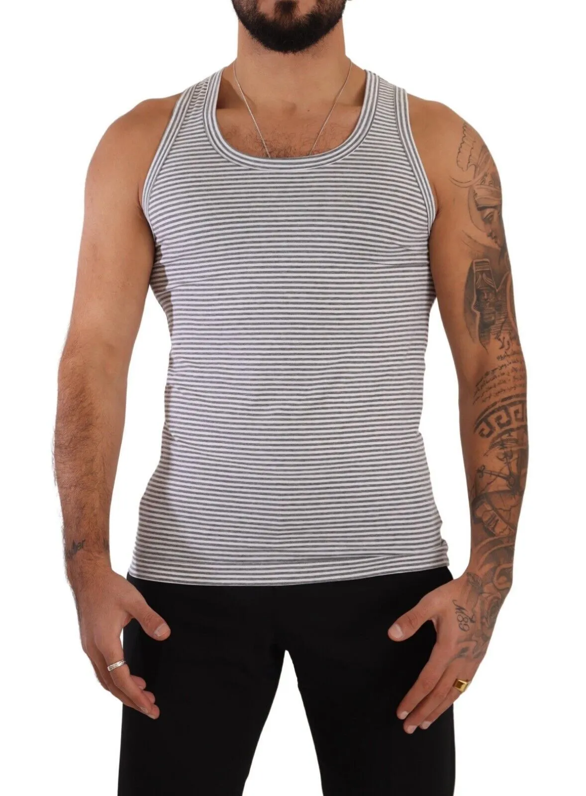 Dolce & Gabbana Men's Elegant Grey Cotton Blend Tank Top