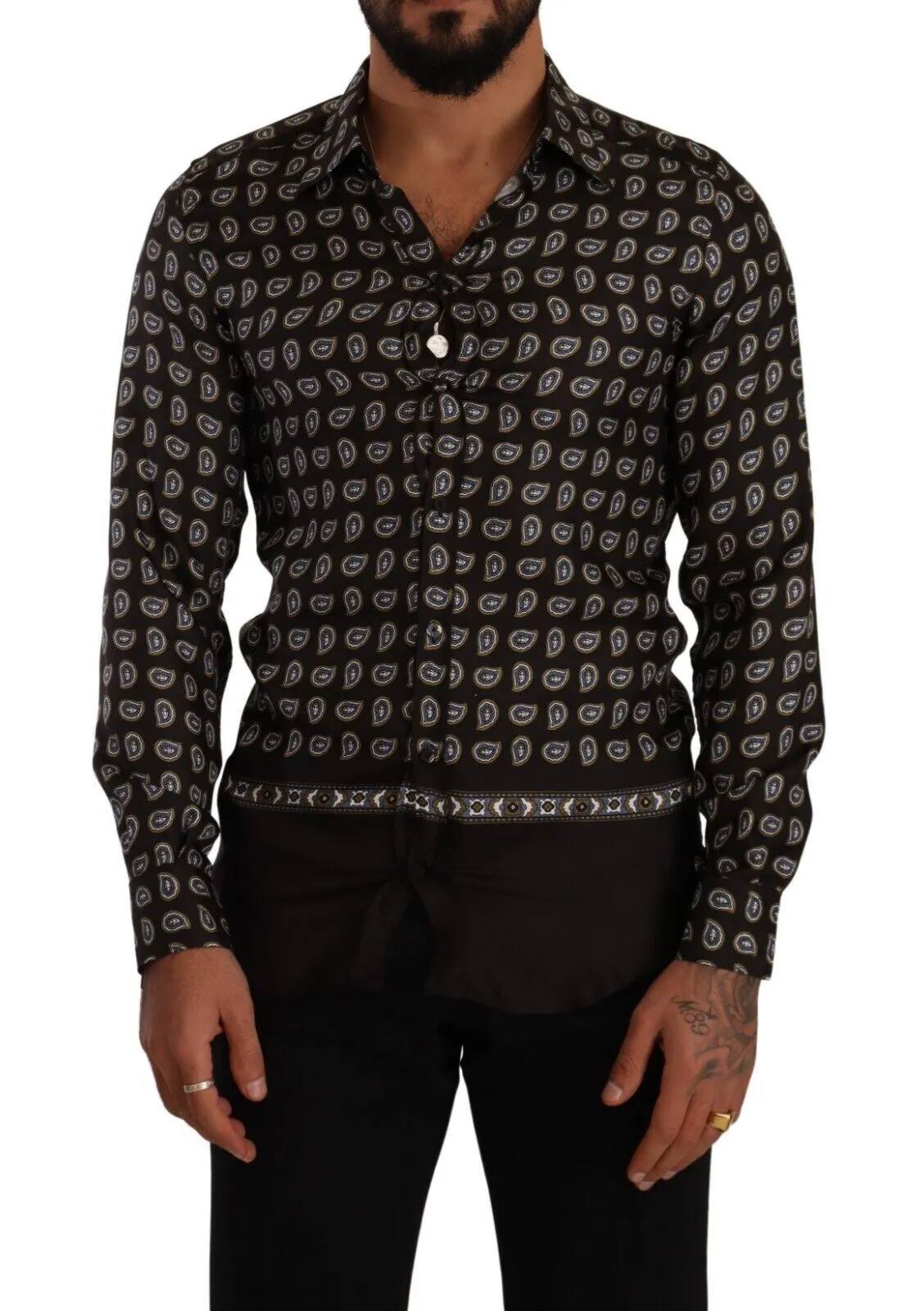 Dolce & Gabbana Men's Elegant Silk Patterned Dress Shirt