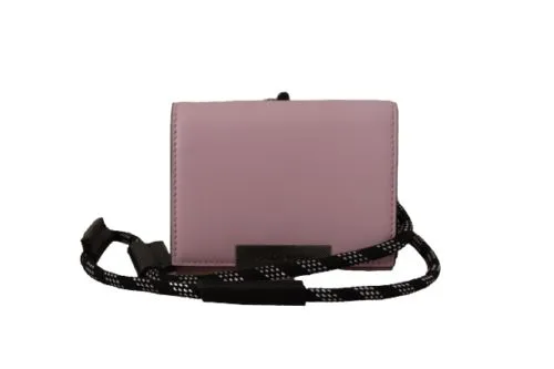 Dolce & Gabbana Women's Elegant Pink Bifold Leather Wallet with Neck Strap