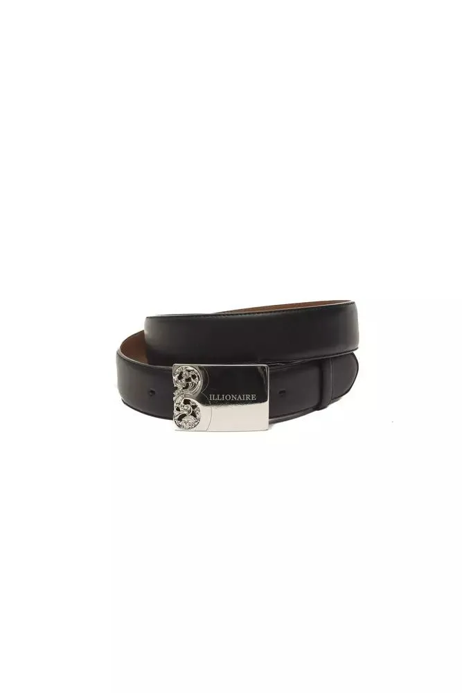 Billionaire Italian Couture Men's Elegant Black Leather Belt