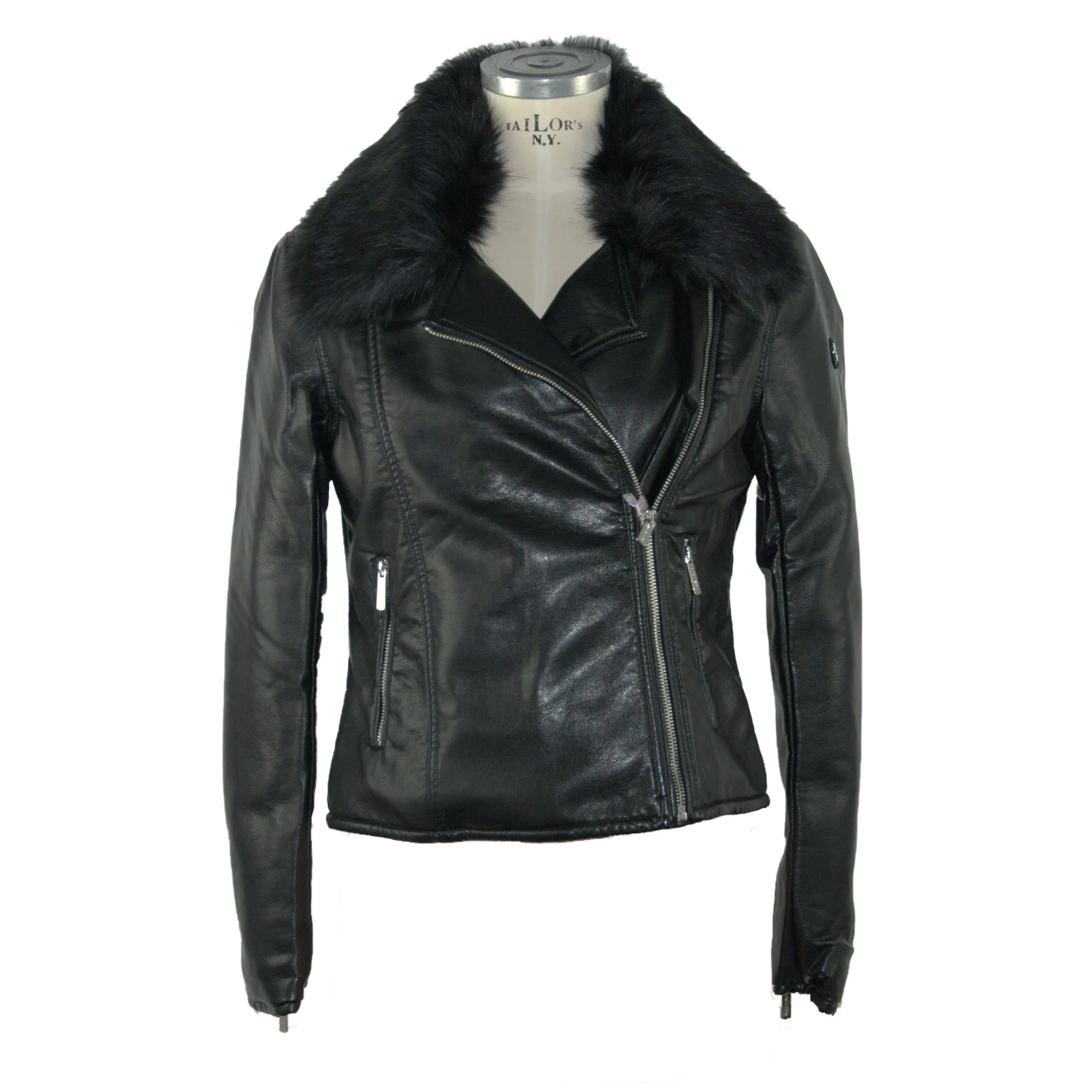 Maison Espin Women's Chic Faux Leather Outerwear in Black