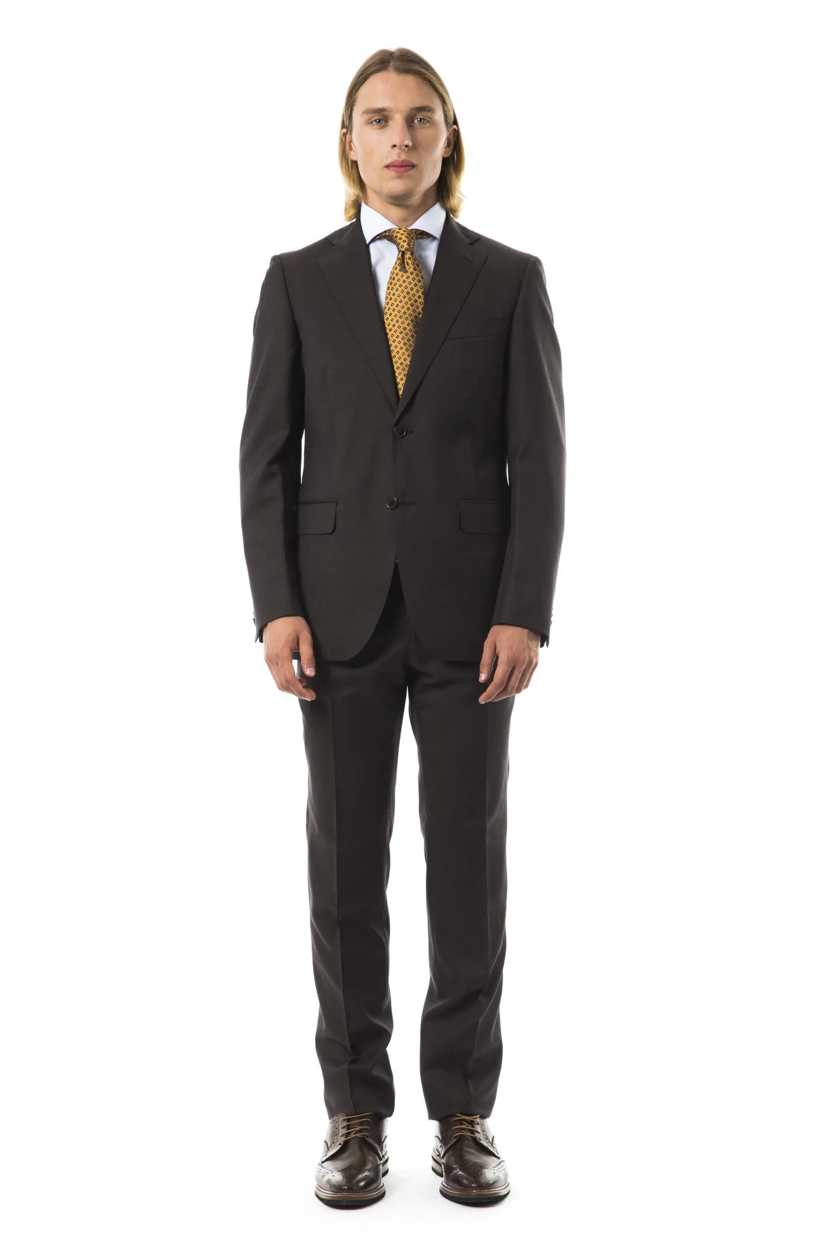 Elegant Slim Fit Wool Suit in Gray