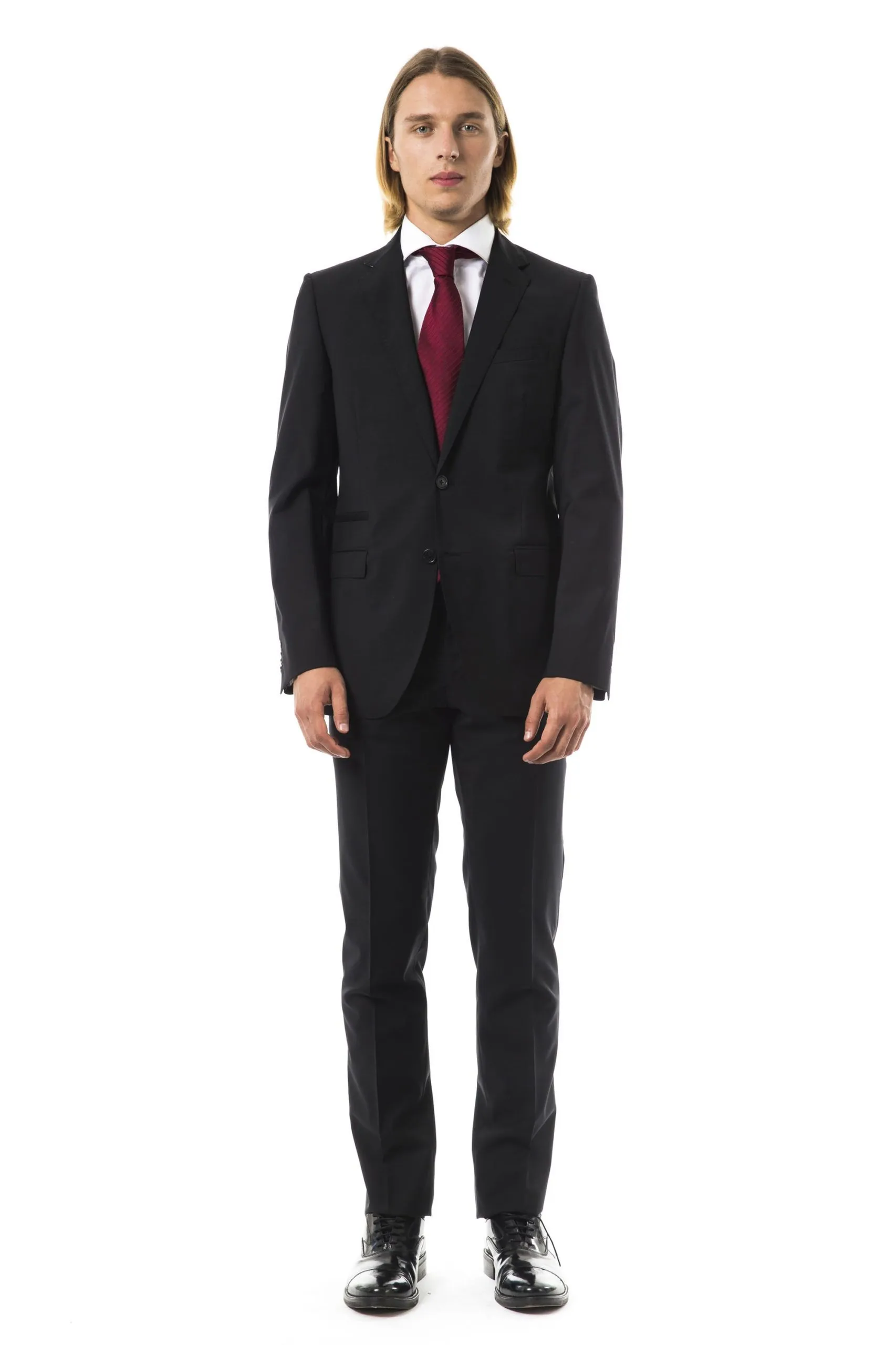 Elegant Slim Fit Wool Suit in Gray