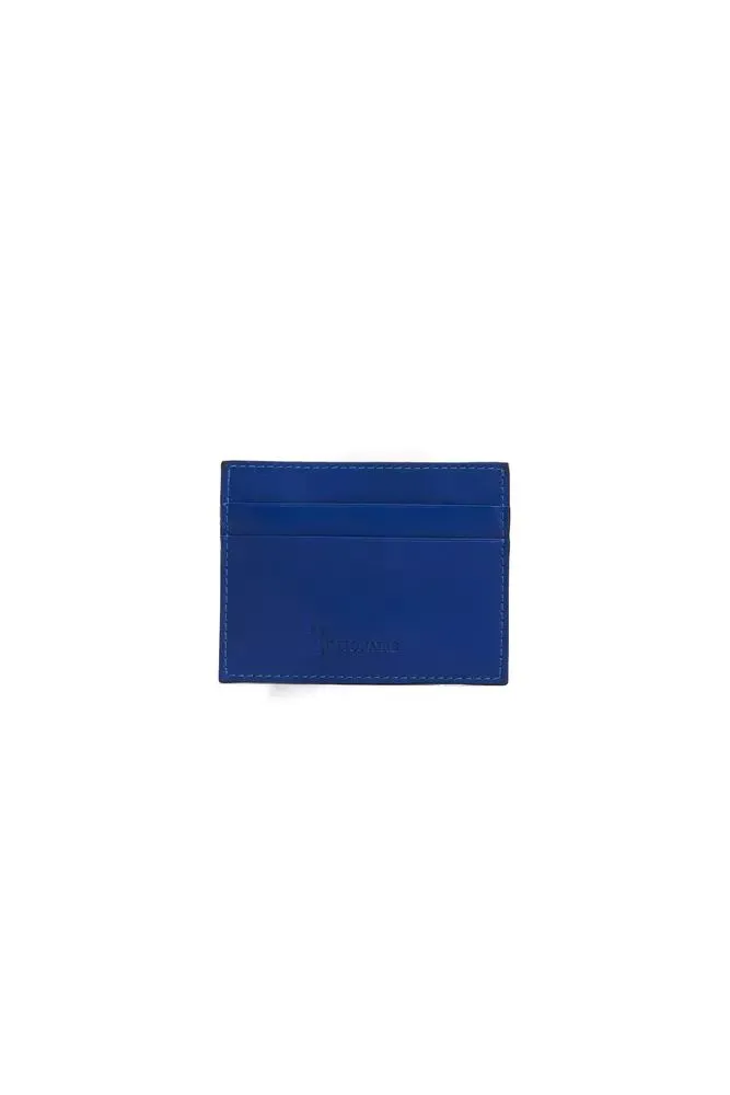Billionaire Italian Couture Men's Elegant Blue Leather Credit Card Holder
