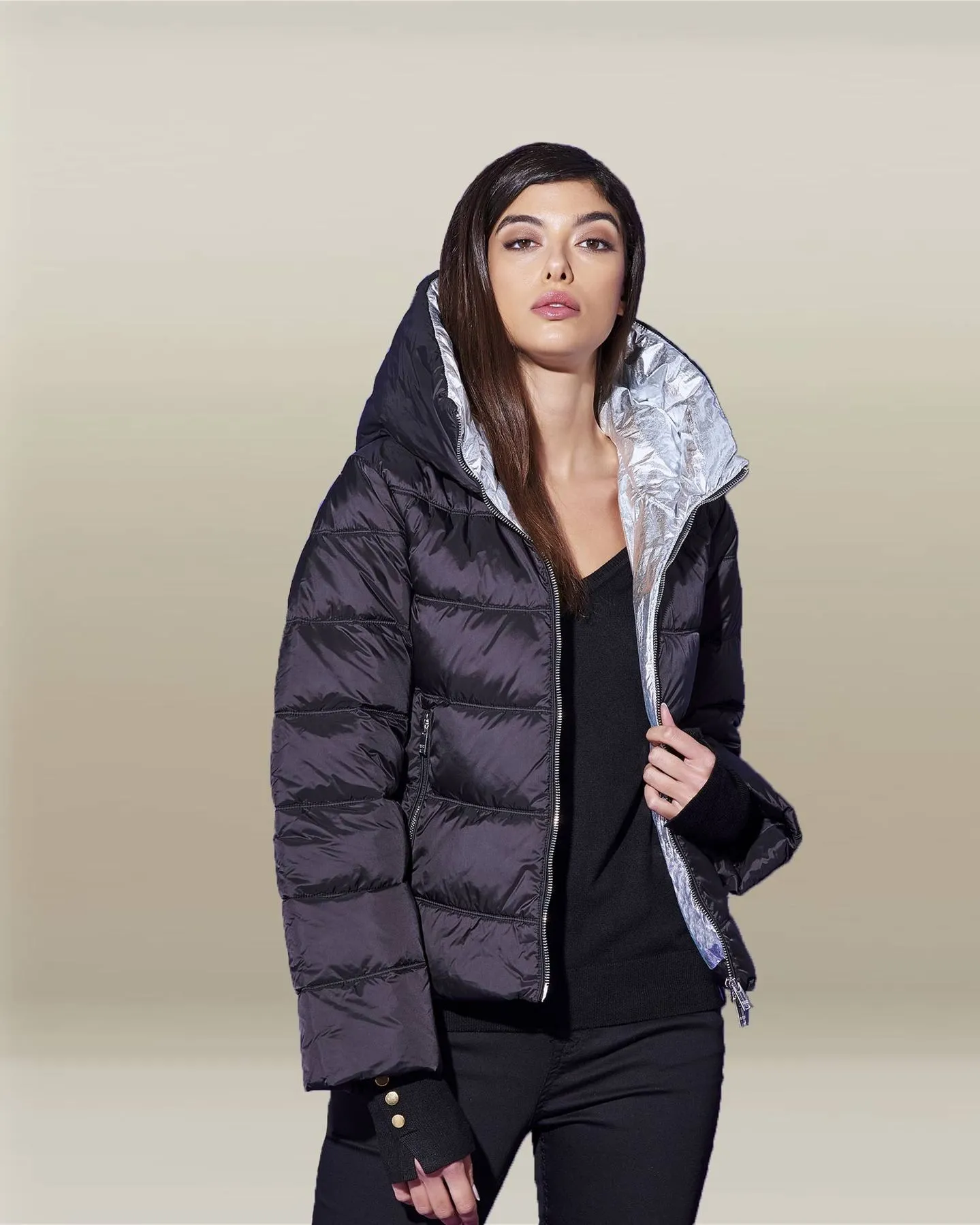 Silvian Heach Women's Elegant Envelope Puffer Jacket