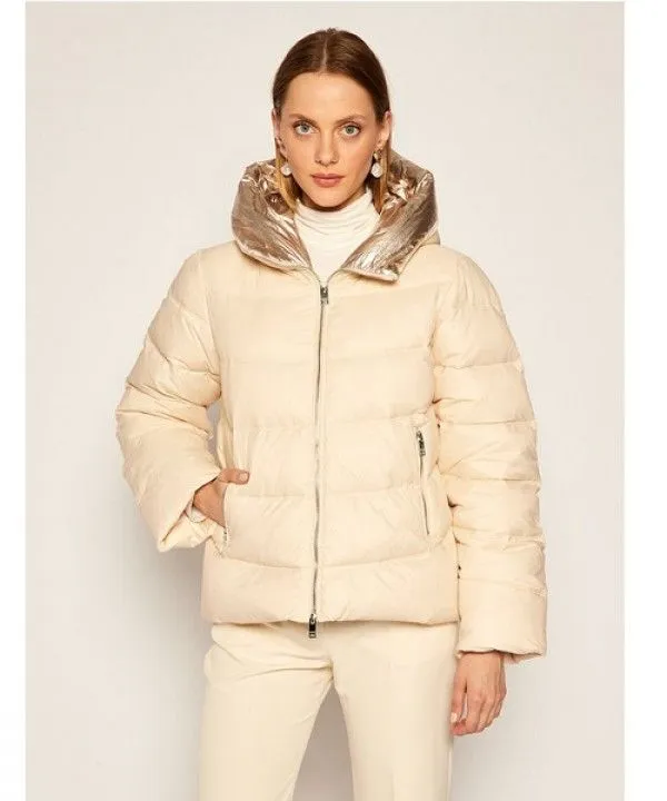 Silvian Heach Women's Glamorous Milk & Gold Short Puffer Jacket