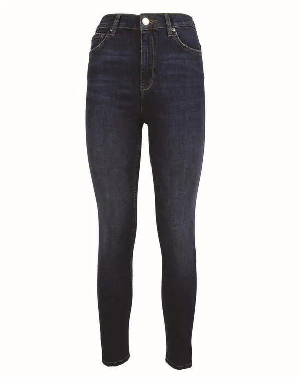 Silvian Heach Women's Elevated Dark Blue High-Waist Jeans