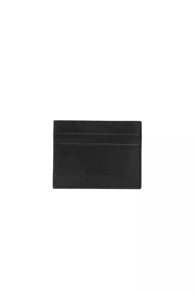 Billionaire Italian Couture Men's Sleek Black Leather Credit Holder