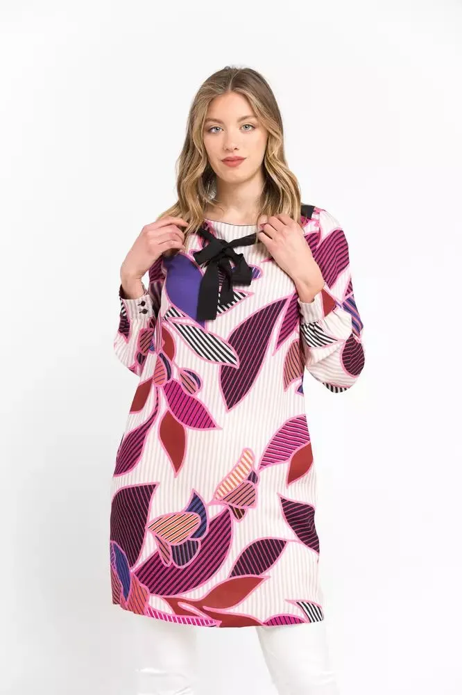 Trussardi Women's Elegant Straight-Cut Wool Dress with Pop Art Print