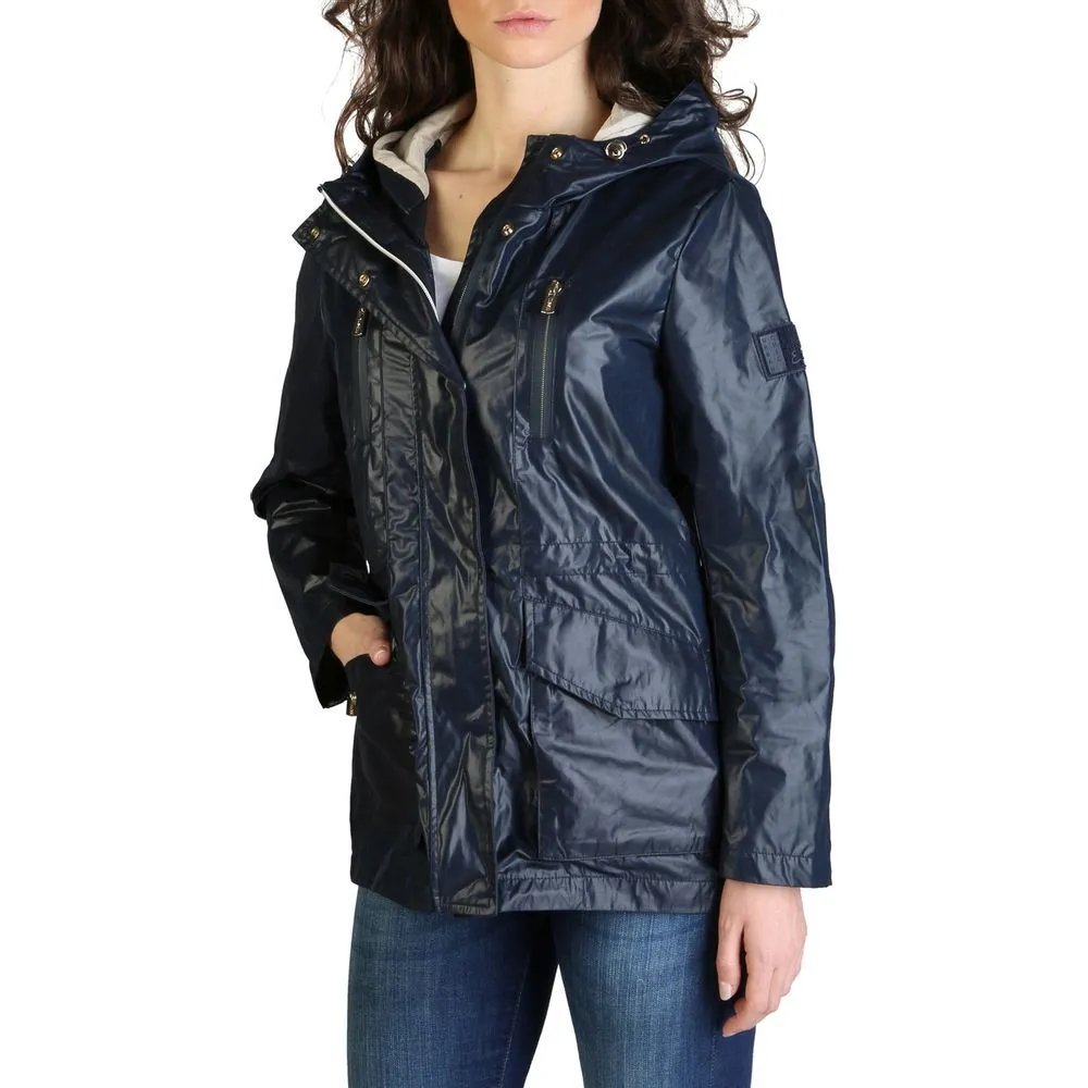 Yes Zee Women's Chic Blue Hooded Waist-Drawstring Jacket for Women