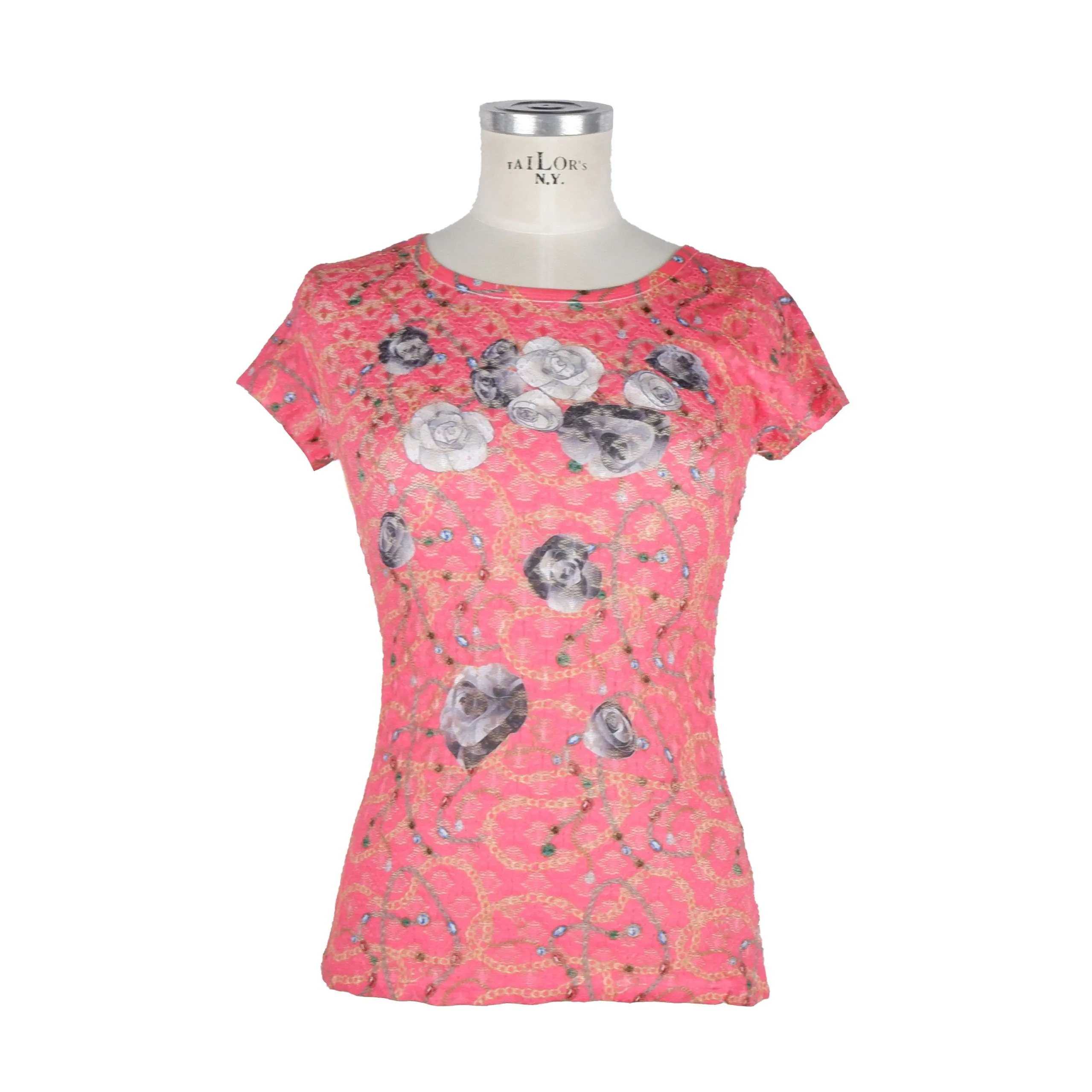 Yes Zee Women's Floral Elegance Pink Polyester Top