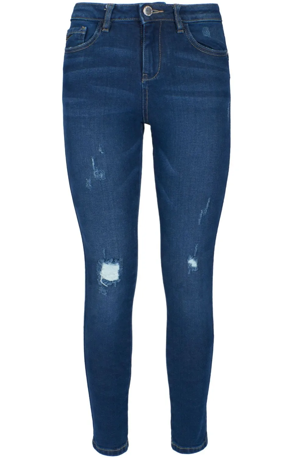 Yes Zee Women's Scratched Detail Dark Blue Women's Jeans