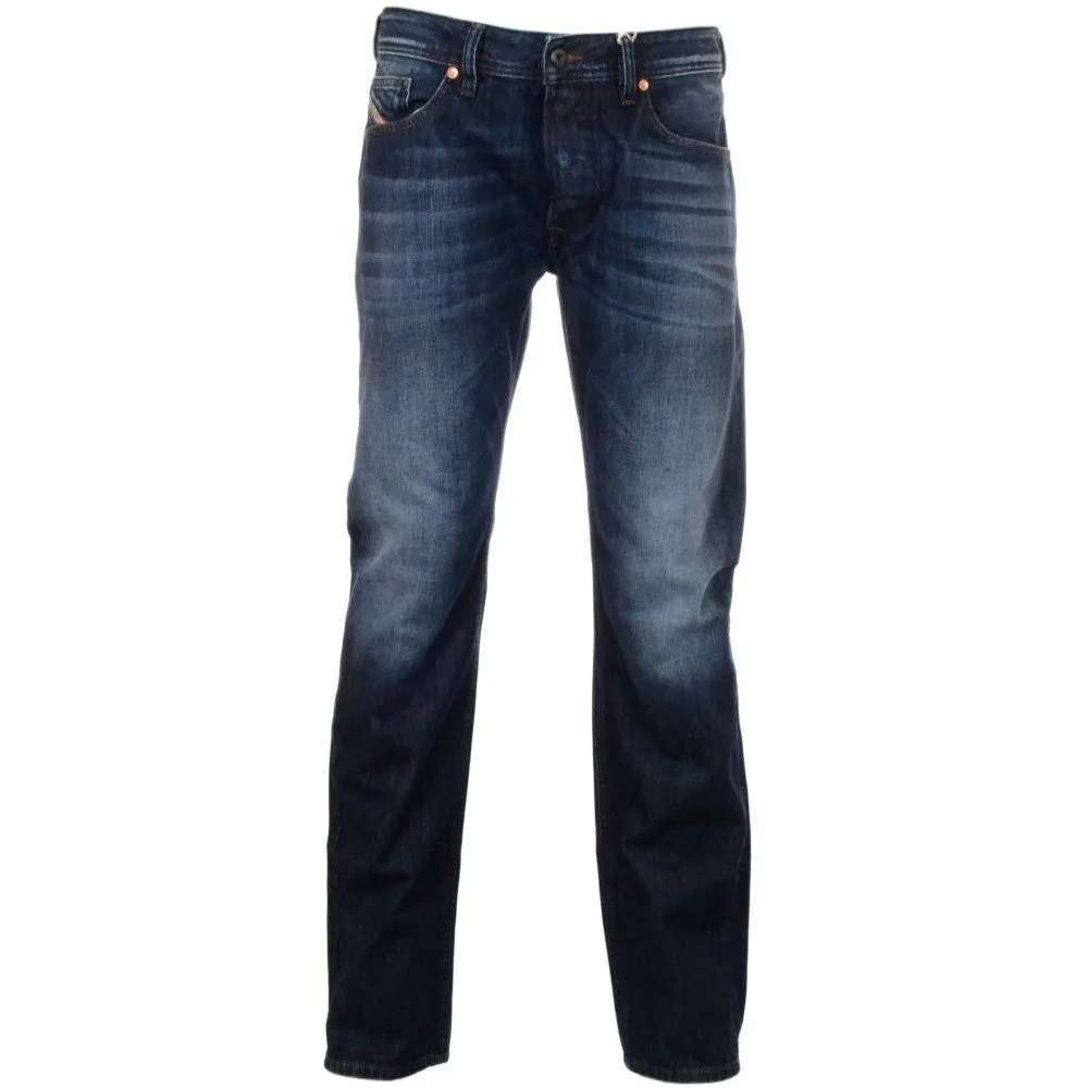 Diesel Men's Elegant Straight Dark Blue Denim Jeans
