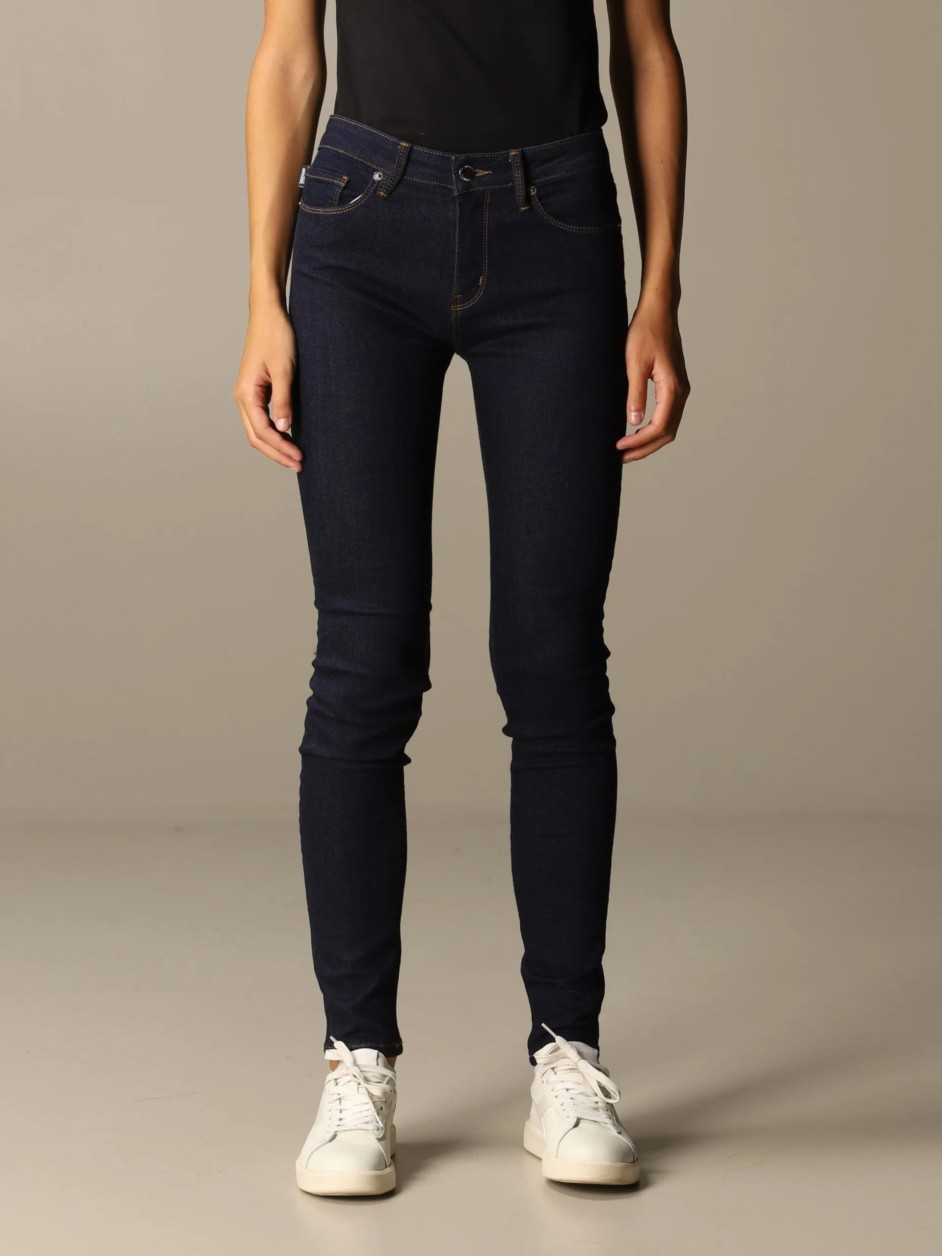 Love Moschino Women's Chic Blue Slim Fit Denim with Logo Detail